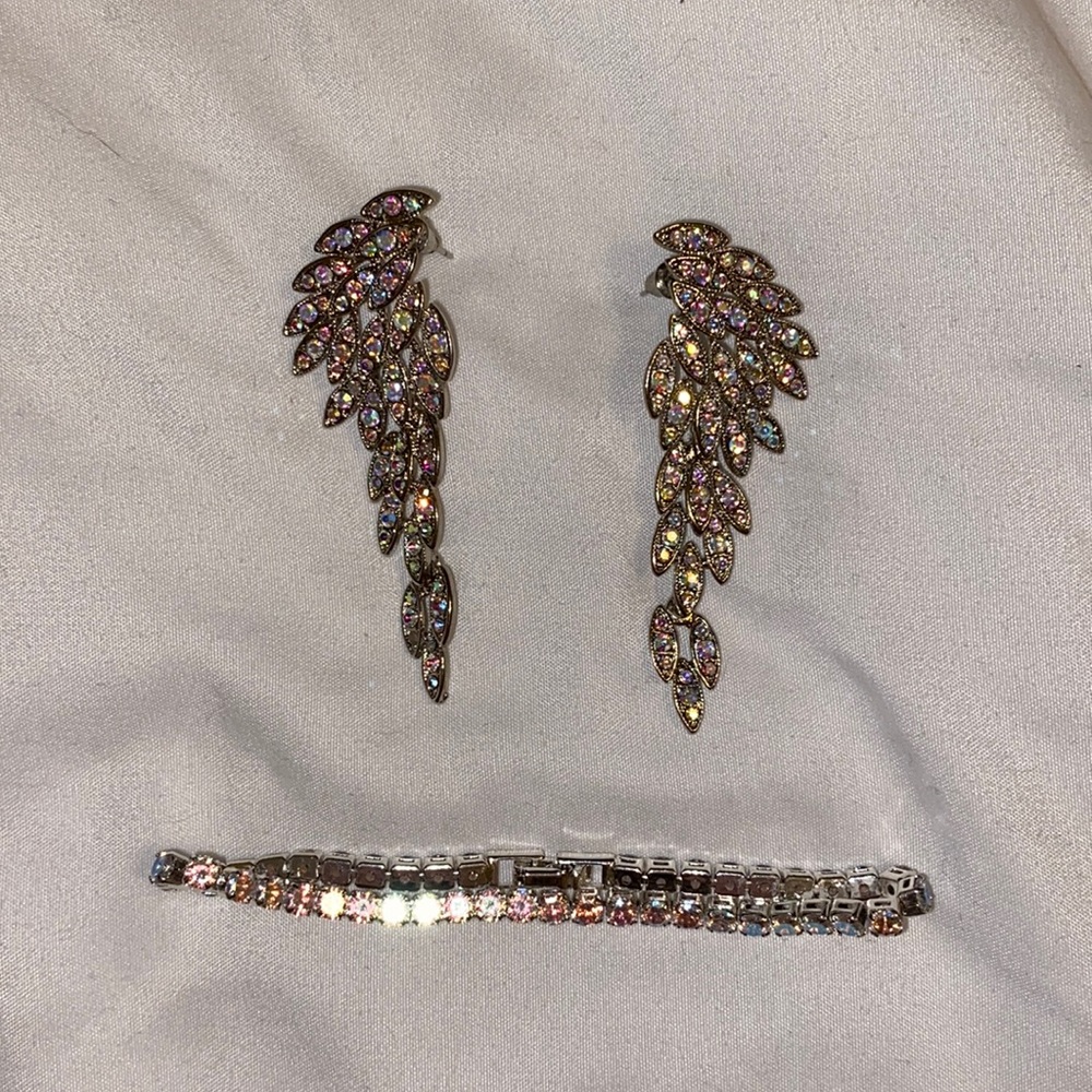 Rainbow Sparkling Earring and Bracelet Set